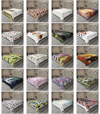 Ambesonne Colorful Fun Flat Sheet Top Sheet Decorative Bedding 6 Sizes • $29.99