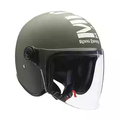 Royal Enfield MLG Copter Face Long Visor Helmet Matt Battle Green • £78.75