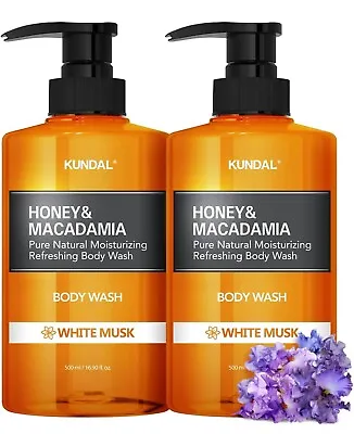 2pk Honey & Macadamia Body Wash White Musk 16.90 Fl Oz (500 Ml) X2 ~NEW~ • £26.94