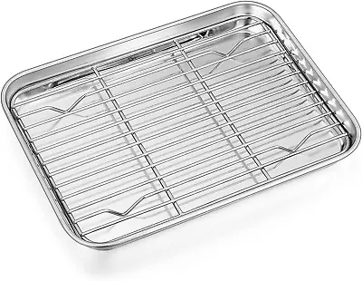 Toaster Oven Pan With Rack Set Stainless Steel Broiler Pan With Cooling Rack M • $17.34