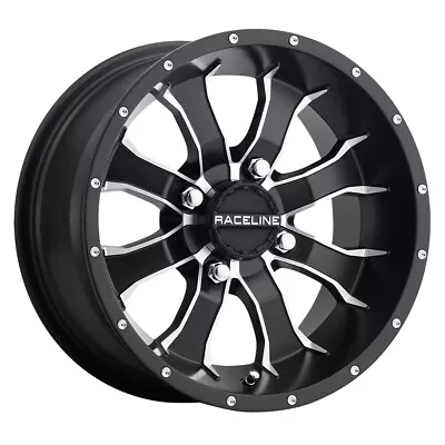 RACELINE A77 Mamba ATV/UTV 14X7 4X115 ET5+2 Black W/Machined Accents (Qty Of 1) • $144