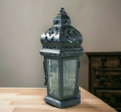 Moroccan Pillar Candle Lantern Indoor Outdoor Bohemian Decor • $47