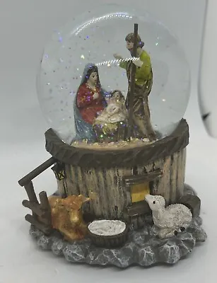 Christmas Nativity Scene Jesus Mary Joseph Water Snow Glitter Globe Musical • $24.99