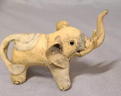 Vintage Hand Carved Oyster Shell Elephant Figurine Trunk Up 4  • $15