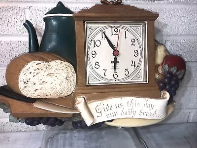 Vintage 1985 Burwood Give Us This Day Our Daily Bread Hanging Wall Clock READ • $15