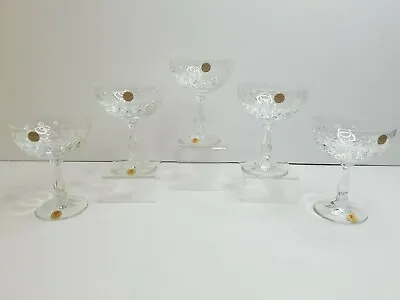 5 Echt Bleikristall Sherbet Champagne Crystal Glasses Set Vintage Etched Germany • $79.87