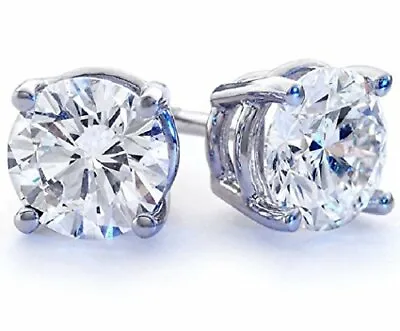 Cubic Zirconia (CZ) Stud Earrings 18K White Gold Plated Round Cut Jewelry • $11.99