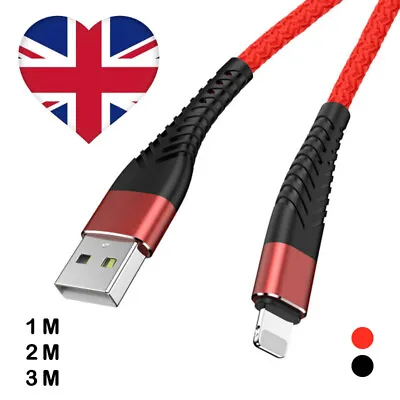Heavy Duty Braided Long USB Fast Charger Cable 1m 2m 3m For IPhone 14 13 12 • £2.89