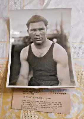 Type 1 Boxing Photo Max Schmeling 6.5x8.5  B&W 5-13-30 Training For Sharkey • $79.95