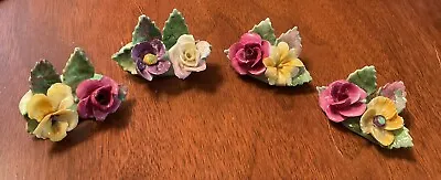 Vintage Flower Place Card Holders Crown Staffordshire Bone China England • $19