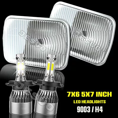 Fit Chevrolet C10 C20 C30 1981-1986 Pair 7x6  LED Headlights Hi/Low Lamps 6000K • $89.99