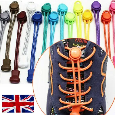 £2.99 • Buy No Tie String Locking Shoelaces For Kids Adults Lazy Elastic Trainers Shoe Lace