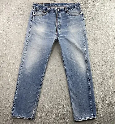 Vintage Levis 501 Jeans 38x31.5 Blue Denim Washed Out Pocket Fade 90s USA Made • $79.99