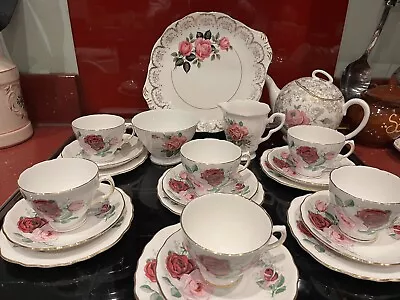 Very Pretty Mismatch China Tea Set For Six With Tea Pot • £89.50