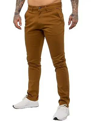 Enzo Chino Trousers Mens Slim Fit Cotton Stretch Pants Skinny Jeans All UK Sizes • £19.99