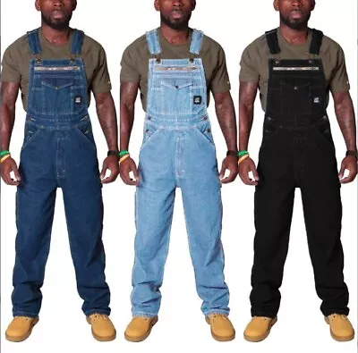 Men's Denim Dungarees Jeans Bib Brace Overall Pro Heavy Duty Workwear Pants • $37.70