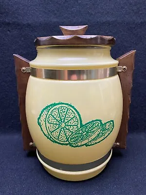 Vintage Siesta Ware Lemonade Pitcher Jar With Wood Handles & Lid • $16.14