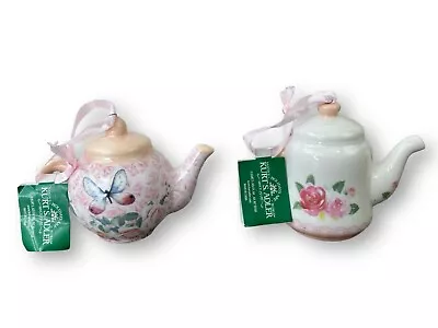 Kurt Adler Boho Chic Floral Teatime Teapot Ornament 2 Pieces Kurt Adler • $18.82