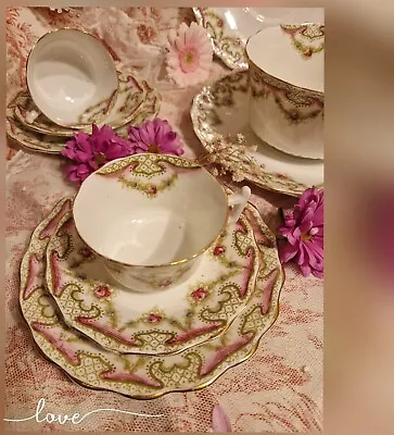 A Stunning Art Nouveau Wellington J H C & Co  Floral Bone China Tea Set 15 Piece • £49.99