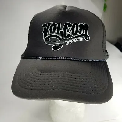 Volcom Black Trucker Snapback Hat Promotional Run Otto Adjustable Mesh Rope • $17.99