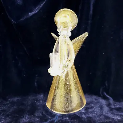 Murano Art Glass Figurine Angel Candle Holder Italy  Gold Flecks  8  Tall • $29.95