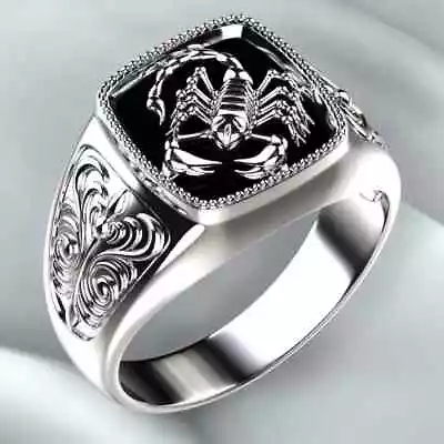 925 Silver Vintage Embossed Men's Ring Scorpion Memorial Day Ring Vintage Ring • $9.25