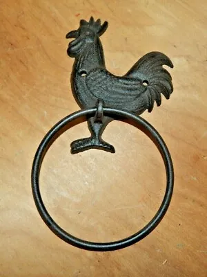 ROOSTER CHICKEN TOWEL RING Cast Iron Wall Mount Farmhouse Country Decor' • $11.95
