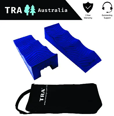 2 X BLUE 3 Stage Levelling Ramps With BAG Caravan RV Steps Levellers Accessories • $53.36