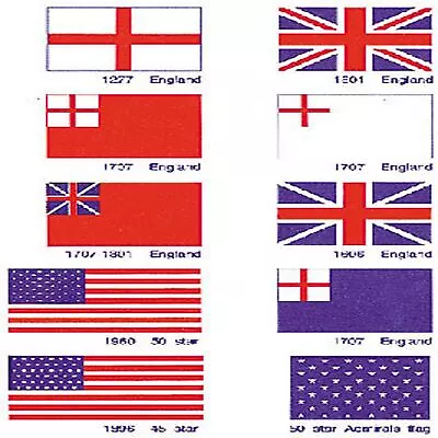 Model Shipways US & BRITISH FLAGS 1/2  X 3/4  CLOTH • $6.99