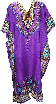 Womens Plus Size Boho Hippie Dashiki Print Kaftan Dress Beachwear Long Nighty • $11.90