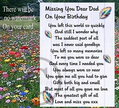 Dad Birthday Memorial Grave Card Nan In Heaven Happy Heavenly Birthday Card G71 • £4