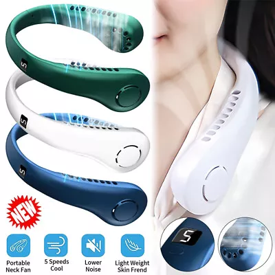 Neck Fan Bladeless Hanging Air Cooler USB Rechargeable Portable Personal 5 Speed • $13.99