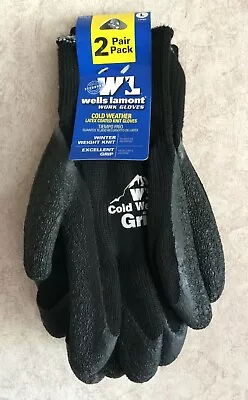 Wells Lamont Men's Gloves New Size L Latex Coated Knit Work Grips Winter 2 Pair • $4.99