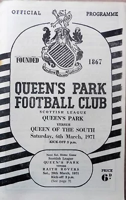 Queens Park V Queen Of The South 6/3/1971 Scottish League - Division 2 #vgc# • £1.75