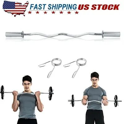 $54.71 • Buy Olympic EZ Curl Bar Weight Lifting Barbell 48  200Lb Gym Fitness Chrome Steel