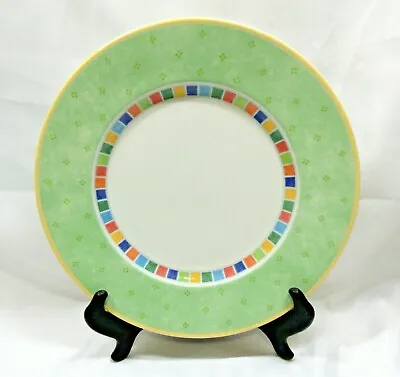 Villeroy & Boch Twist Alea Verde Dinner Plate X1 Green Rim MultiColor Block Band • $36.79