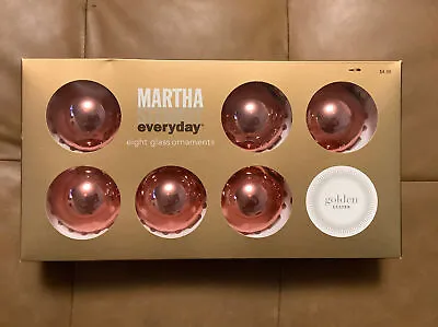 VTG MARTHA STEWART  Golden Luster Handmade 8 Glass Ornaments W/Box Satin Pink • $9.90