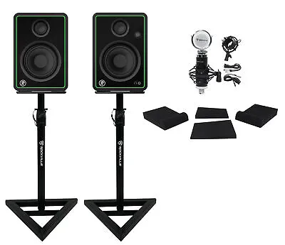 £200.22 • Buy 2 Mackie CR4-X 4  Multimedia Studio Monitor Speakers+Microphone+Stands+Foam Pads