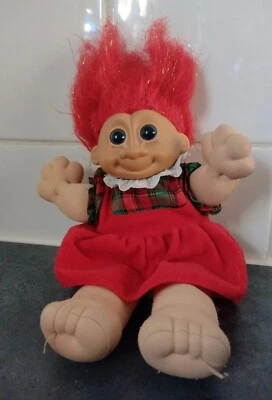 £9.42 • Buy Vintage Russ Troll Doll Melody Red Hair With Gold Tinsel Festive 80s