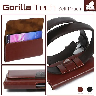 Leather Belt Pouch Holster Strong Magnetic Flip 2 Loops Clip For Mobile Phones • £6.99