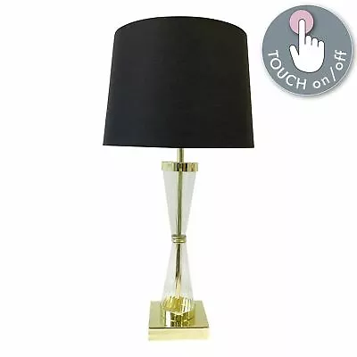 £19.99 • Buy Deco Modern Ribbed Glass Touch Lamp Bedside Light Modern Design Fabric Shade