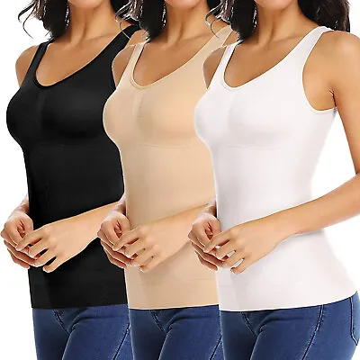 UK Women Cami Shaper Tummy Control Padded Bra Camisole Cami Seamless Body Shaper • £15.79