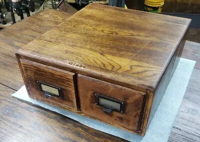 Antique 2 Drawer (3x5) Globe Tiger Oak File Cabinet Desk Top • $150