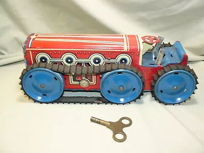 Vintage Marx Wind-up Tin Three Axle Caterpillar Toy Tractor • $125