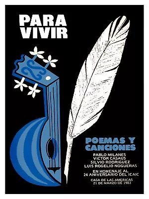 3124.Para Vivir Poems And Songs Pablo Milanes Poster.blue Decorative Trova Art • $51