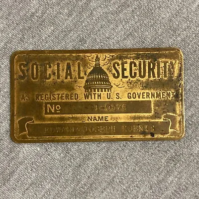 Vintage Metal Social Security ID Card - Stamped • $14.99