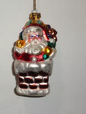 Vintage BK Brass Key Santa In The Chimney Ornament Mercury Glass 5  • $9.99