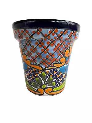 NEW Talavera Mexico Ceramic 6.5  Flower Pot Planter Folk Art Pottery Handmade • $25