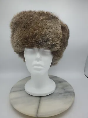 Vintage Leather Rabbit Fur Handmade Bomber Trapper Winter Hat Cap Russian Small • $48.95