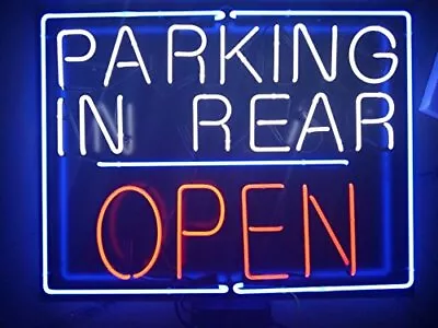 Parking In Rear Open Neon Sign Light Hotel Motel Wall Hanging Nightlight 24 X20  • $219